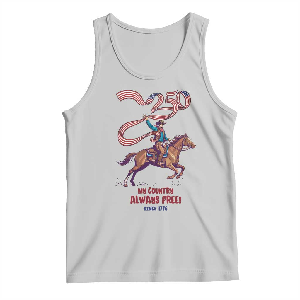 Funny Patriotic Cowboy Tank Top My Country Always Free USA Pride