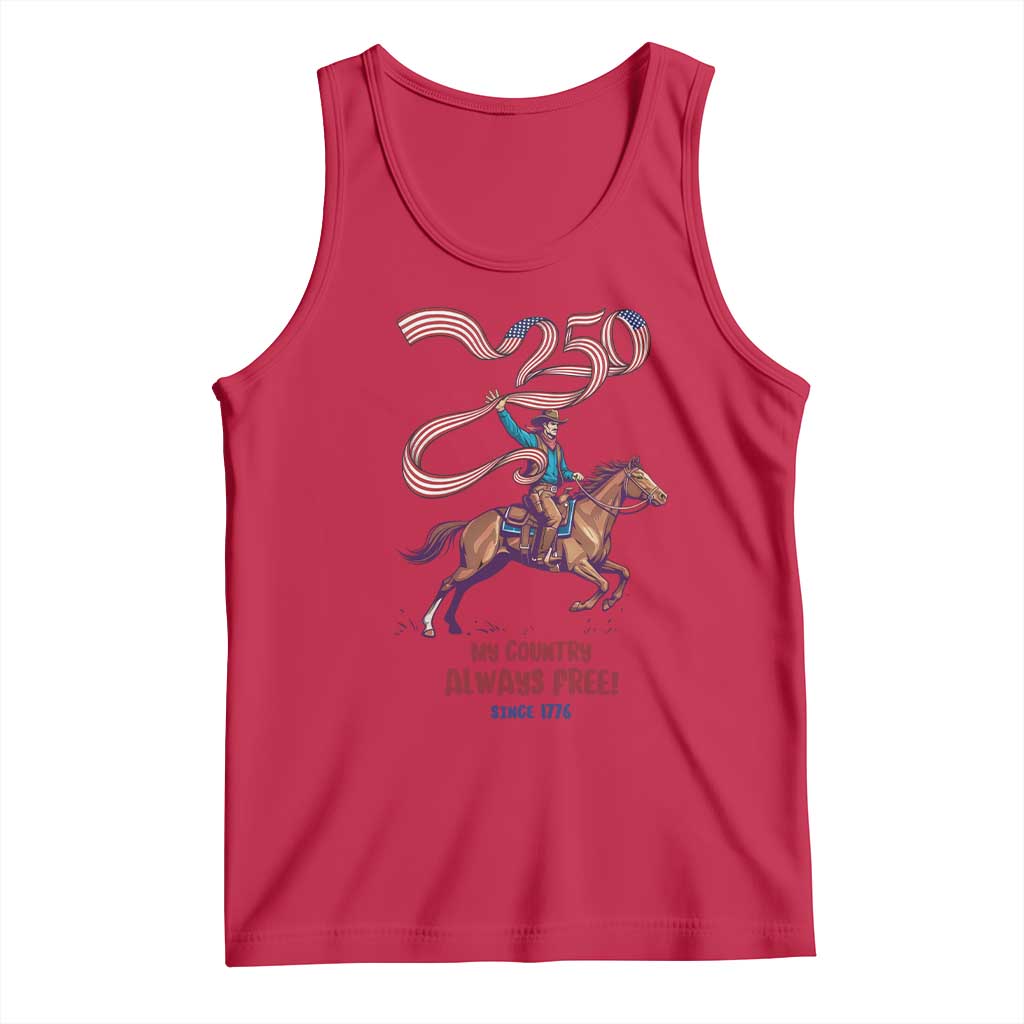 Funny Patriotic Cowboy Tank Top My Country Always Free USA Pride