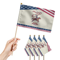 Funny Patriotic Cowboy Patriotic Handheld Flag My Country Always Free USA Pride