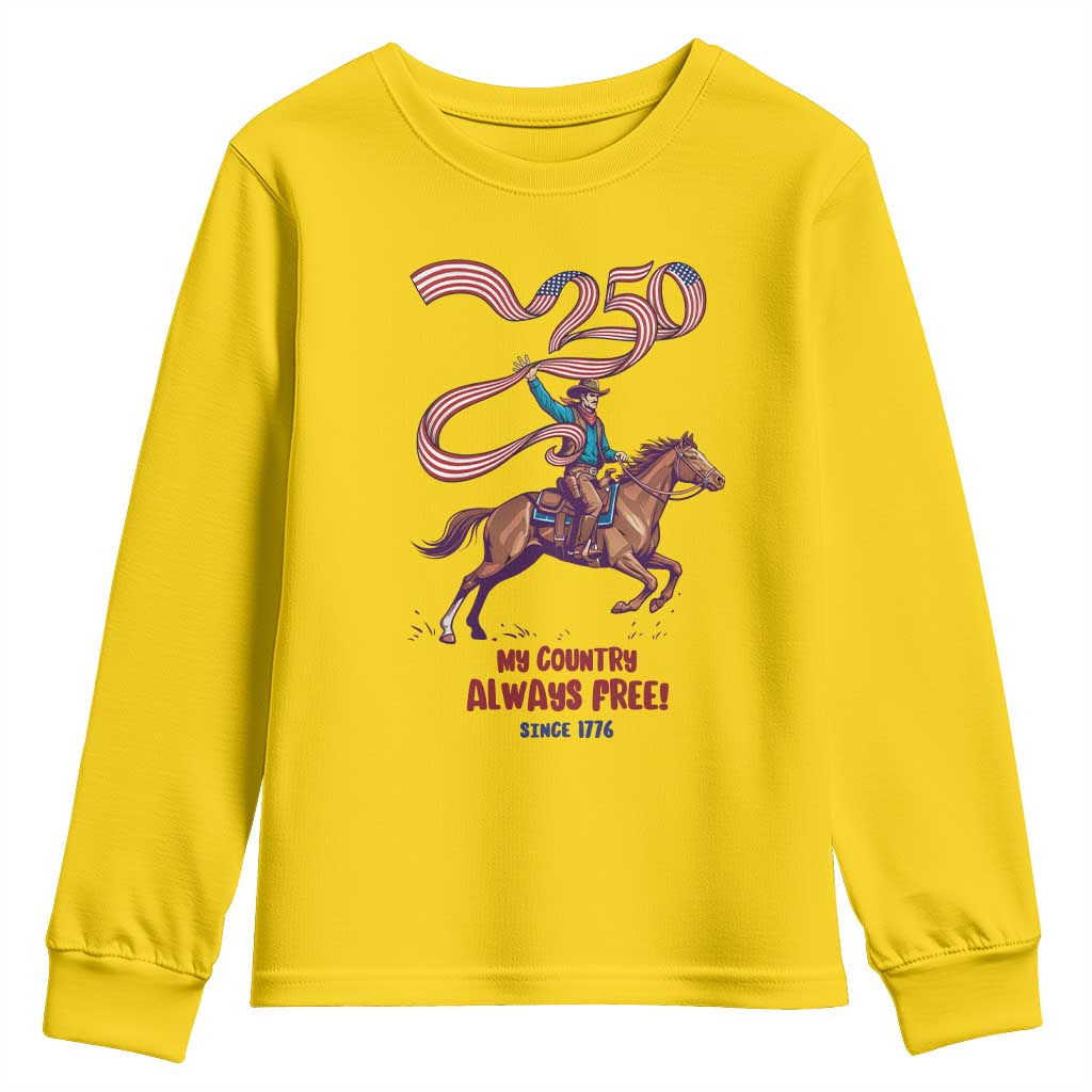 Funny Patriotic Cowboy Youth Sweatshirt My Country Always Free USA Pride