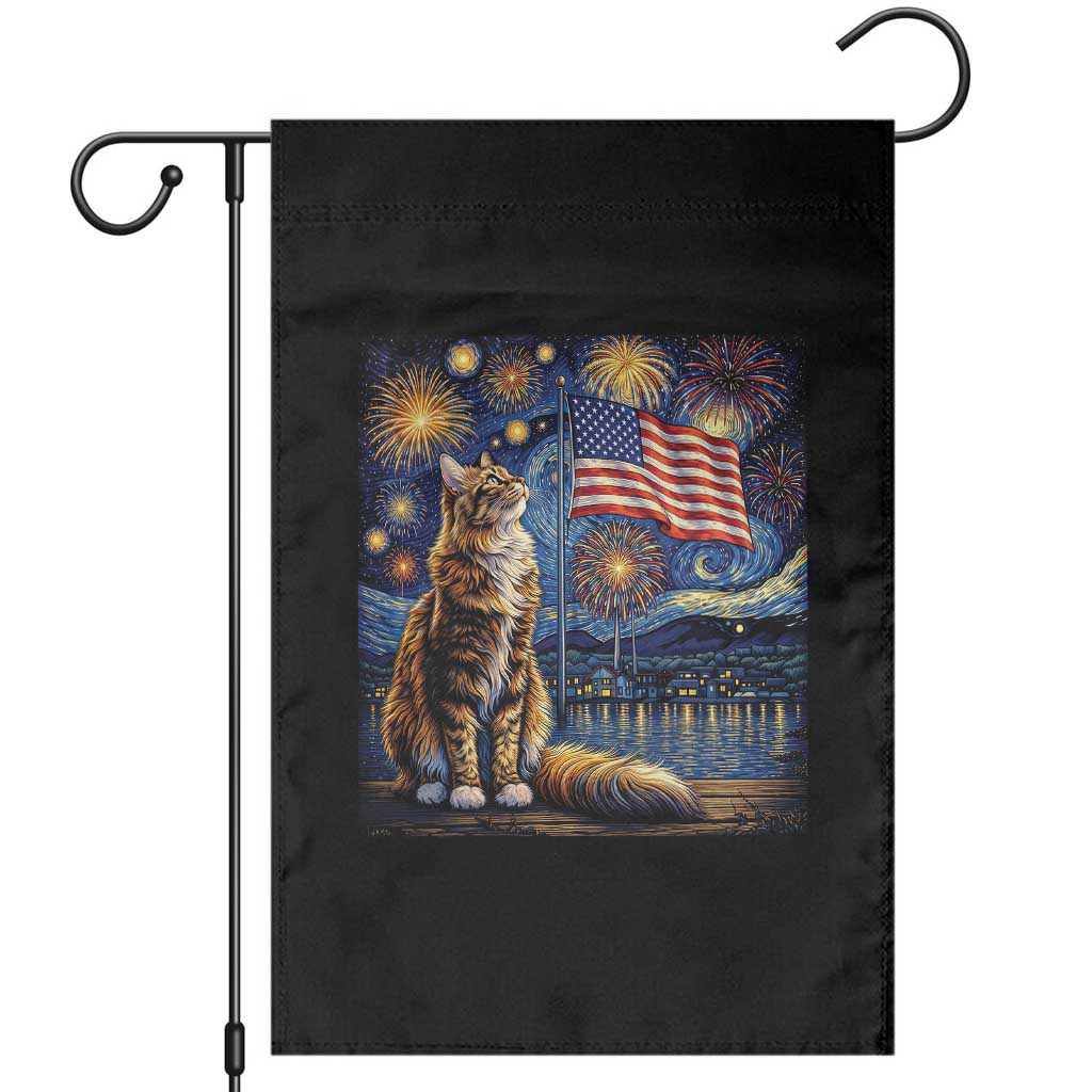 Patriotic Starry Night Cat Garden Flag Cat Lover Gift