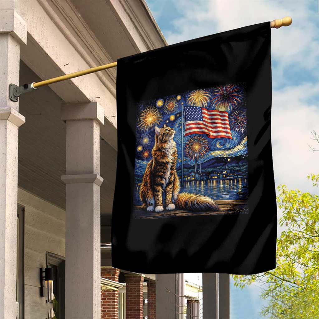 Patriotic Starry Night Cat Garden Flag Cat Lover Gift