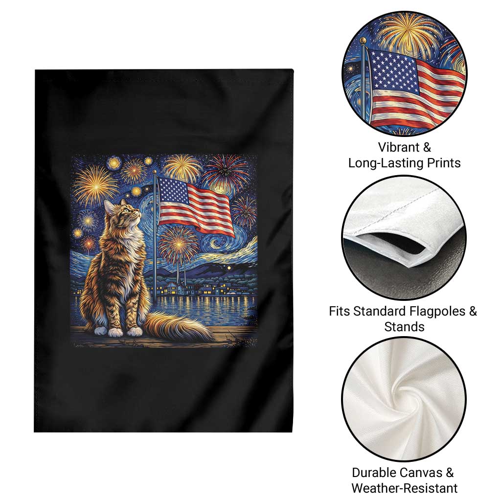 Patriotic Starry Night Cat Garden Flag Cat Lover Gift