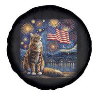 Patriotic Starry Night Cat Spare Tire Cover Cat Lover Gift