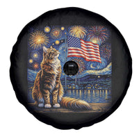 Patriotic Starry Night Cat Spare Tire Cover Cat Lover Gift
