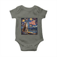 Patriotic Starry Night Cat Baby Onesie Cat Lover Gift