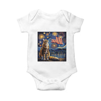 Patriotic Starry Night Cat Baby Onesie Cat Lover Gift