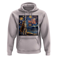 Patriotic Starry Night Cat Hoodie Cat Lover Gift