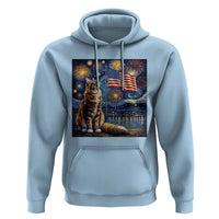 Patriotic Starry Night Cat Hoodie Cat Lover Gift
