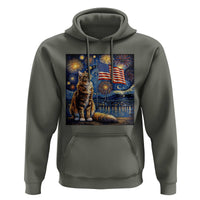 Patriotic Starry Night Cat Hoodie Cat Lover Gift
