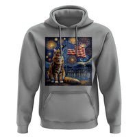 Patriotic Starry Night Cat Hoodie Cat Lover Gift