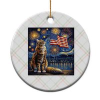 Patriotic Starry Night Cat Ceramic Ornament Cat Lover Gift