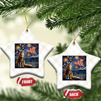 Patriotic Starry Night Cat Ceramic Ornament Cat Lover Gift