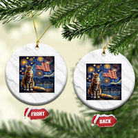 Patriotic Starry Night Cat Ceramic Ornament Cat Lover Gift