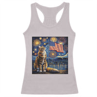 Patriotic Starry Night Cat Racerback Tank Top Cat Lover Gift