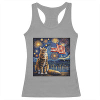 Patriotic Starry Night Cat Racerback Tank Top Cat Lover Gift