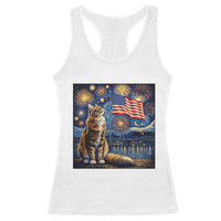 Patriotic Starry Night Cat Racerback Tank Top Cat Lover Gift