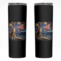 Patriotic Starry Night Cat Skinny Tumbler Cat Lover Gift