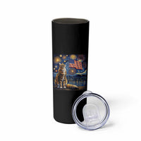 Patriotic Starry Night Cat Skinny Tumbler Cat Lover Gift
