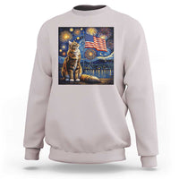Patriotic Starry Night Cat Sweatshirt Cat Lover Gift