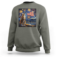 Patriotic Starry Night Cat Sweatshirt Cat Lover Gift