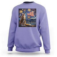 Patriotic Starry Night Cat Sweatshirt Cat Lover Gift