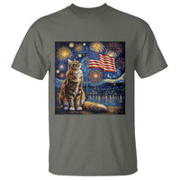 Patriotic Starry Night Cat T Shirt Cat Lover Gift