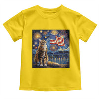 Patriotic Starry Night Cat Toddler T Shirt Cat Lover Gift