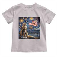 Patriotic Starry Night Cat Toddler T Shirt Cat Lover Gift
