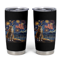 Patriotic Starry Night Cat Tumbler Cup Cat Lover Gift