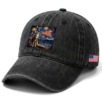 Patriotic Starry Night Cat Washed Cotton Baseball Cap Cat Lover Gift