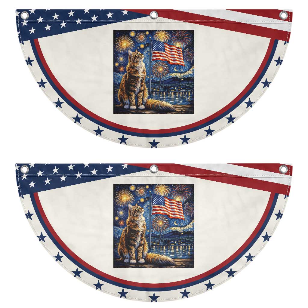 Starry Night Cat Patriotic Fan Flag Cat Lover Gift