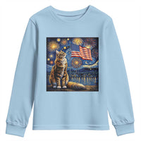 Patriotic Starry Night Cat Youth Sweatshirt Cat Lover Gift