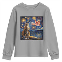 Patriotic Starry Night Cat Youth Sweatshirt Cat Lover Gift