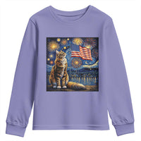 Patriotic Starry Night Cat Youth Sweatshirt Cat Lover Gift