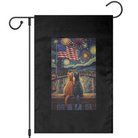 Starry Night Cat Patriotic American Pride Garden Flag