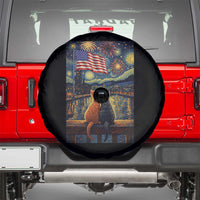 Starry Night Cat Patriotic American Pride Spare Tire Cover