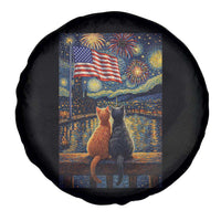 Starry Night Cat Patriotic American Pride Spare Tire Cover
