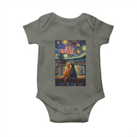 Starry Night Cat Patriotic American Pride Baby Onesie