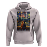 Starry Night Cat Patriotic American Pride Hoodie
