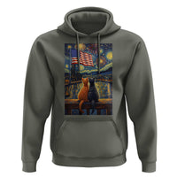 Starry Night Cat Patriotic American Pride Hoodie