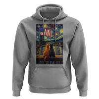 Starry Night Cat Patriotic American Pride Hoodie