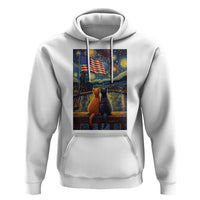 Starry Night Cat Patriotic American Pride Hoodie