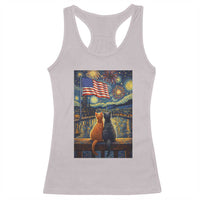 Starry Night Cat Patriotic American Pride Racerback Tank Top