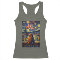 Starry Night Cat Patriotic American Pride Racerback Tank Top
