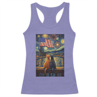 Starry Night Cat Patriotic American Pride Racerback Tank Top
