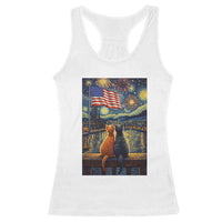 Starry Night Cat Patriotic American Pride Racerback Tank Top