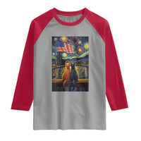 Starry Night Cat Patriotic American Pride Raglan Shirt