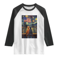 Starry Night Cat Patriotic American Pride Raglan Shirt