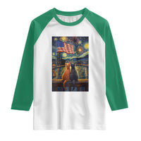Starry Night Cat Patriotic American Pride Raglan Shirt